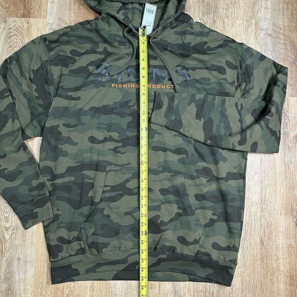 NEW Simms Men's XL Logo Hoodie Woodland Camo Graphic Pullover Fishing Relaxed - Picture 5 of 6